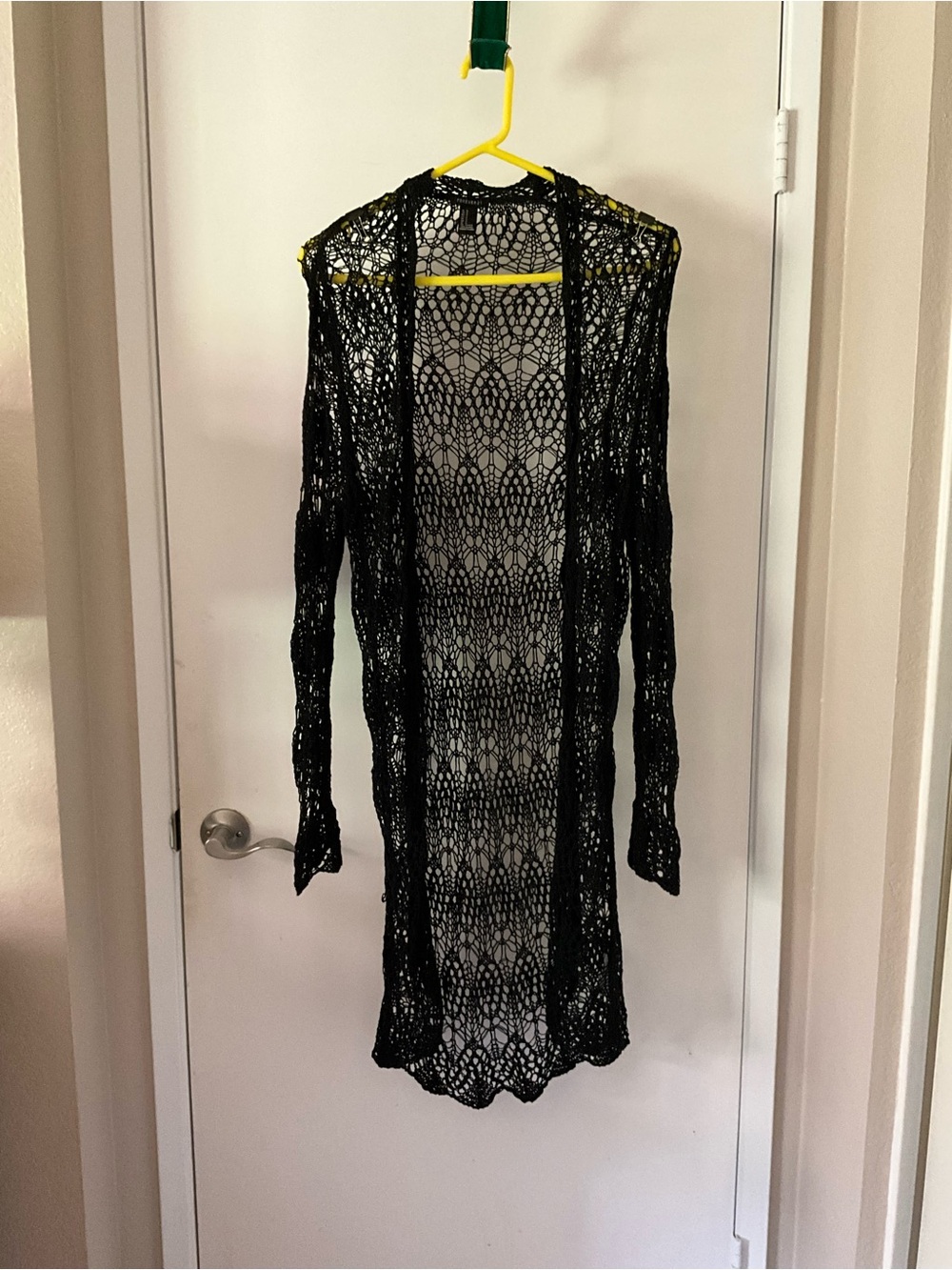 Forever 21 Black Open-Weave Crochet Cardigan